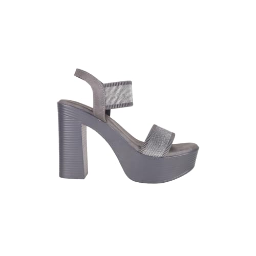 Metro Women Grey Block High Heel Fashion Sandal UK/6 EU/39 (34-235) - Image 4