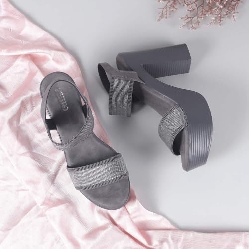 Metro Women Grey Block High Heel Fashion Sandal UK/6 EU/39 (34-235) - Image 2