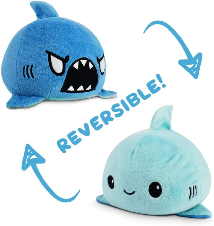 TeeTurtle - The Original Reversible Shark Plushie - Blue - Cute Sensory Fidget Stuffed Animals That Show Your Mood 3.5 inch - Image 3