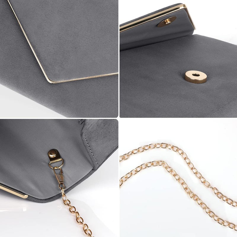 BBjinronjy Clutch Purse for Women Evening Bags Handbags for Wedding Party Cocktail Prom Faux Suede Crossbody Shoulder Bag - Image 5