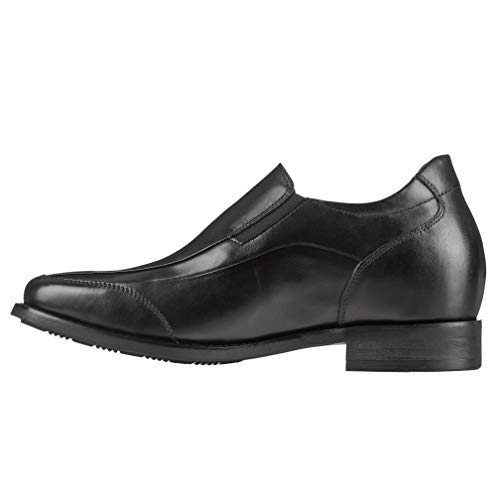 Calden Men's Invisible Height Increasing Elevator Shoes - Black Leather Slip-on Lightweight Dress Loafers - 3 Inches Taller - K333011 - Size 9 D(M) US - Image 3