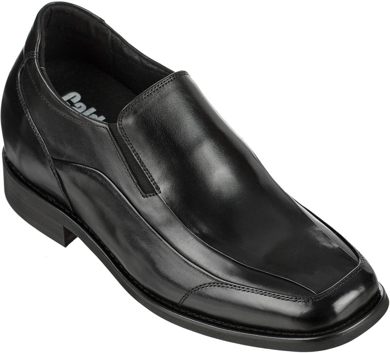 Calden Men's Invisible Height Increasing Elevator Shoes - Black Leather Slip-on Lightweight Dress Loafers - 3 Inches Taller - K333011 - Size 9 D(M) US - Image 1