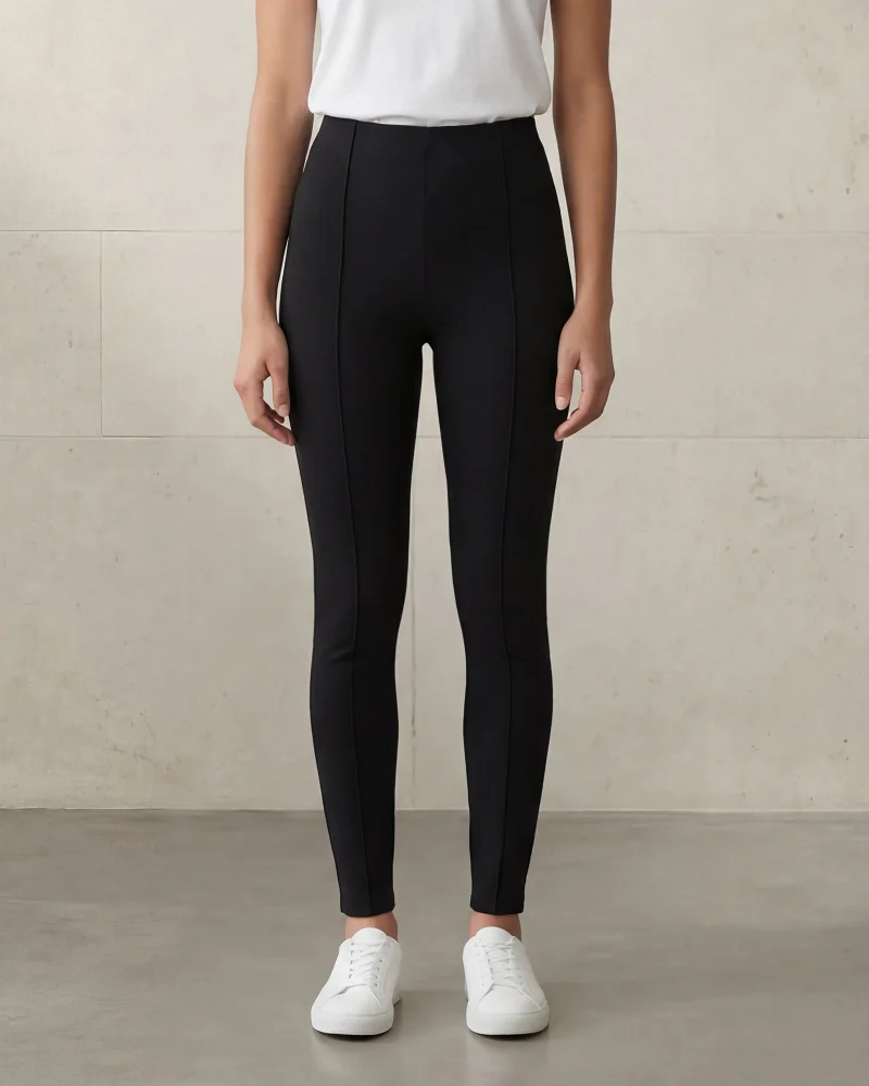 REDTAG Women Black Solid Ponte Leggings