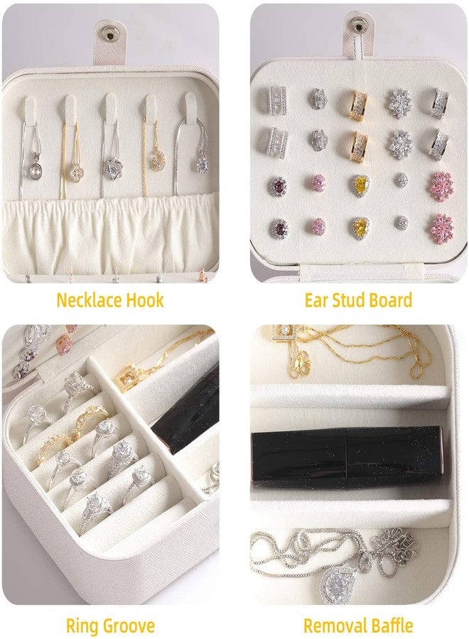 Kalitus Leather Mini Jewelry Travel Case Small Travel Jewelry Organizer Portable Jewelry Box Travel Mini Storage Organizer Portable Display Storage Box For Rings Earrings Necklaces Gifts, Multicolor - Image 4