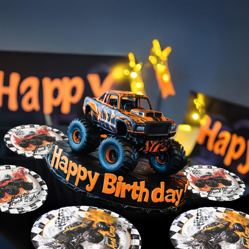 BonBeeDesign Monster Truck Party Decorations - Monster Truck Party Plates and Napkins for Kids Birthday Party, Serves 40 Guests - Image 5