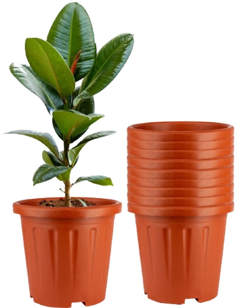 Tim Tim Agro 8 Inch Nursery Pots, 15 Packs Variety Plastic Pots with Drainage Hole, Plant Containers for Seedlings, Succulents, Transplanting (Red - Round) - Image 1