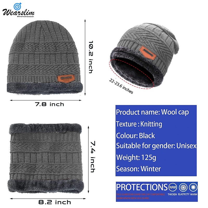 Wearslim قبعات صوف دافئة ®، قبعة رأس مع دفاية رقبة مجموعة قبعات شتوية وشالات للرجال والنساء - Image 5