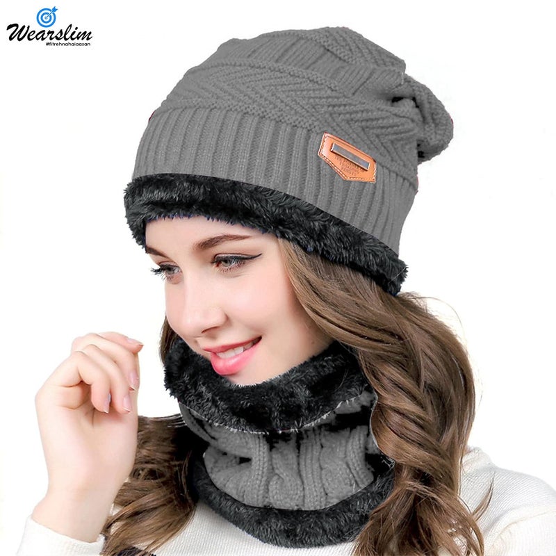 Wearslim قبعات صوف دافئة ®، قبعة رأس مع دفاية رقبة مجموعة قبعات شتوية وشالات للرجال والنساء - Image 3