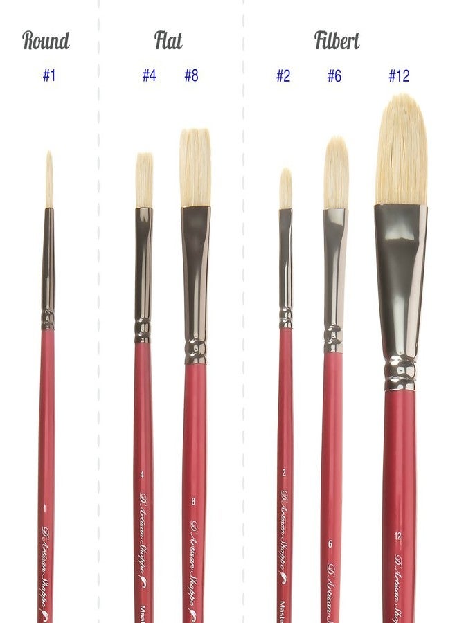 D'Artisan Shoppe مجموعة فرش طلاء أكريليك زيتية. شعر خنزير تشونغكينغ الطبيعي 100% في حاوية بلاستيكية محمولة. مجموعة هدايا مكونة من 6 قطع من فرش الطلاء المسطحة والدائرية. - Image 4