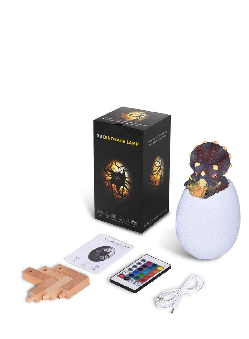 Excefore 3D Dinosaur Night Light for Kids, Night Light with Remote Control 16 Color Changing, Toy Festival Gifts, Birthday Gift for Boys Girls (Triceratops) - Image 4