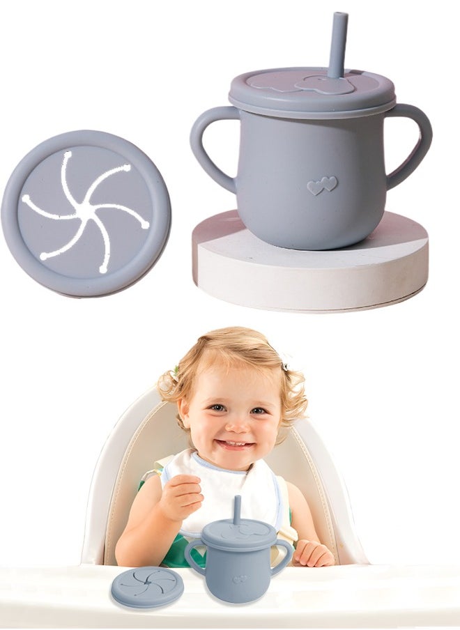 Super ZYouth Baby Silicone Sippy Cup, Baby Training Cup with Handles, Lid and Straw, Baby Snacks Cups, Spill Proof and Non-Slip Sippy Cup for 6-12 Months Babies, 150ml  - Image 1