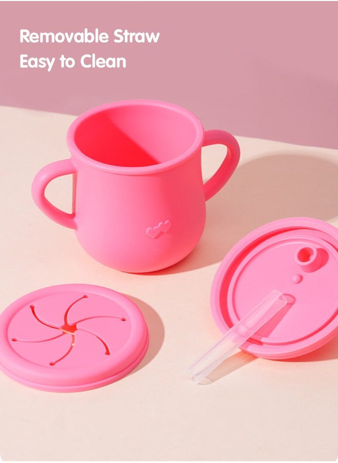 Super ZYouth Baby Silicone Sippy Cup, Baby Training Cup with Handles, Lid and Straw, Baby Snacks Cups, Spill Proof and Non-Slip Sippy Cup for 6-12 Months Babies, 150ml  - Image 4