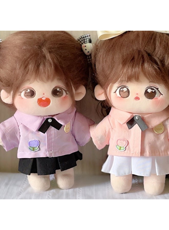 15/20cm Doll Clothes Thai School Uniform 20cm Cotton Doll Clothes JK Uniform Skirt Suit Cheap Shirt-Specifications:15cm Shirt + Skirt (without Doll-Color:Pink Shirt + White Pleated Skirt  - Image 3