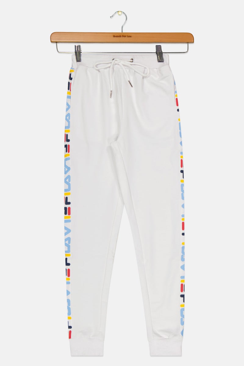 FILA Kids Girl Sportswear Fit Brand Logo Training Sweatpants, White Combo - Image 1
