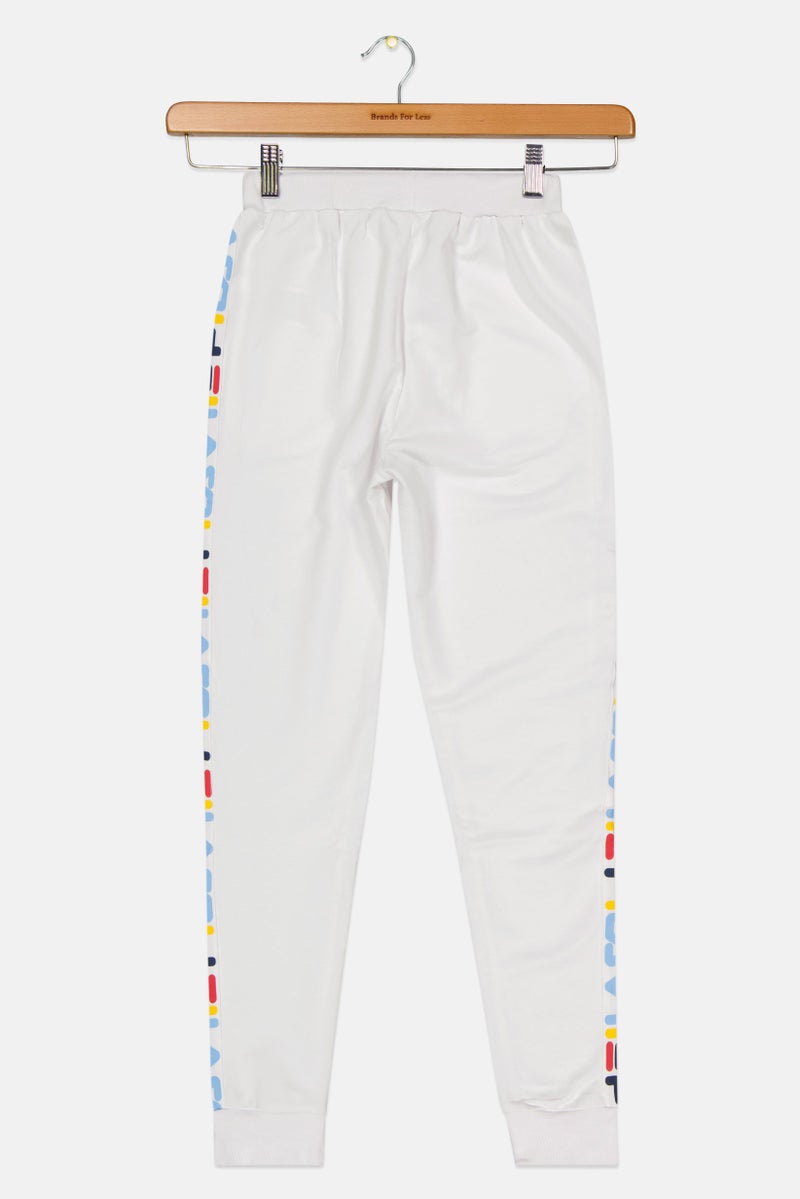FILA Kids Girl Sportswear Fit Brand Logo Training Sweatpants, White Combo - Image 2