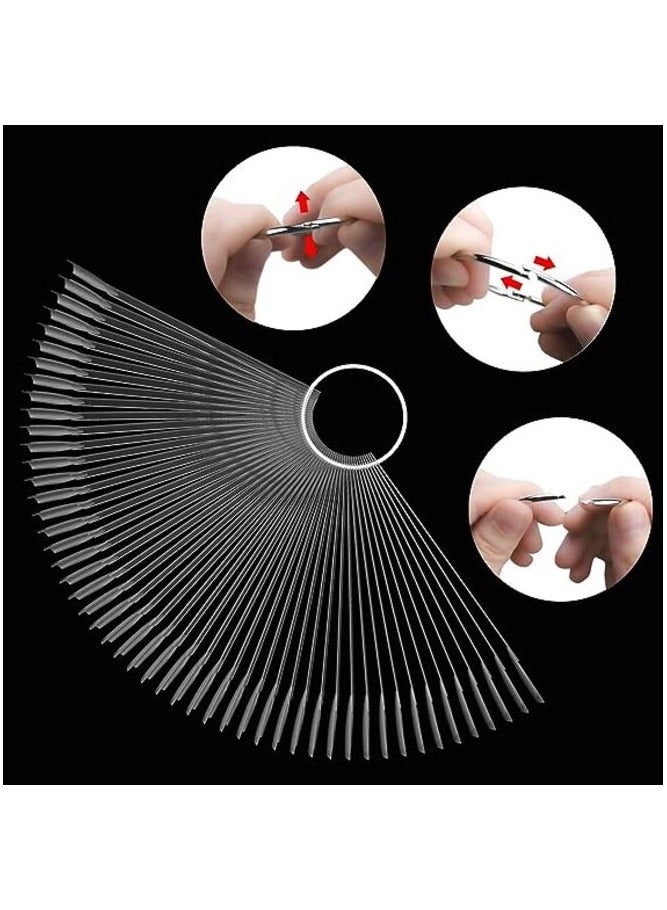 مرفا أعواد ملصقات فن الأظافر على شكل مروحة شفافة بعدد 50 قطعة مع حلقة معدنية - Image 2