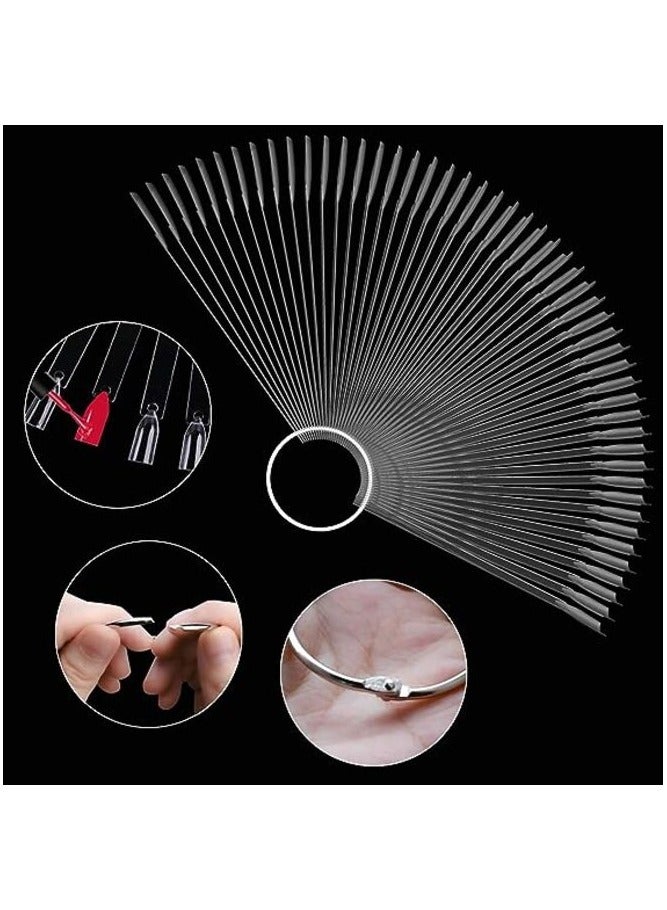 مرفا أعواد ملصقات فن الأظافر على شكل مروحة شفافة بعدد 50 قطعة مع حلقة معدنية - Image 3