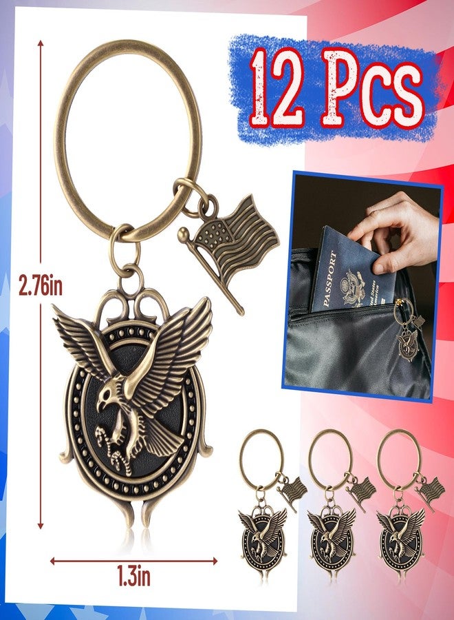 Equsion 12 Pcs Eagle Keychains with American Flag Pendents Veterans Day Gifts Bulk Patriotic Memorial Gifts Decorations for Women Men Family, Friends, Colleagues - Image 2