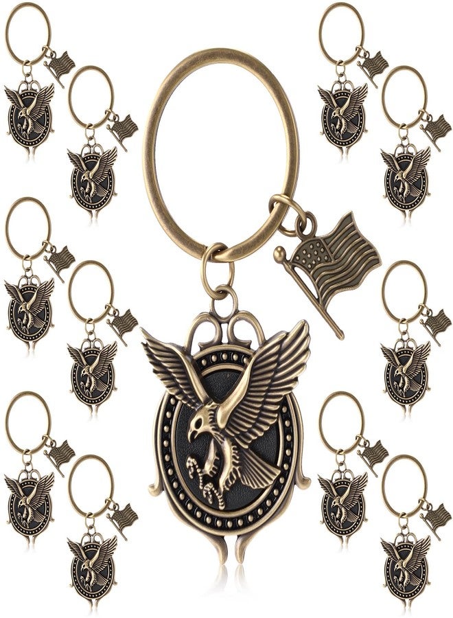 Equsion 12 Pcs Eagle Keychains with American Flag Pendents Veterans Day Gifts Bulk Patriotic Memorial Gifts Decorations for Women Men Family, Friends, Colleagues - Image 1