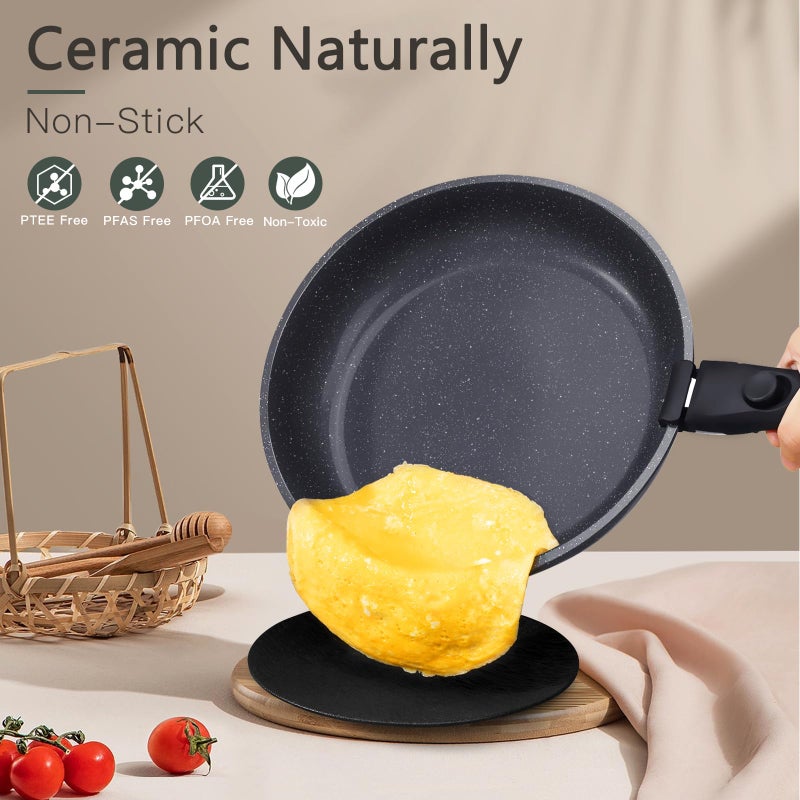 GiPP Ceramic Pots and Pans Set Non Stick, Nonstick Detachable Handle Cookware Sets, Healthy Non Toxic PFAS PFOA & PTFE Free, Dishwasher ï¼†Oven Safe, Induction Kitchen Pot and Pan, 15 Piece Grey - Image 5