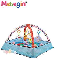 MEBEGIN Foldable Baby Play Mat, Baby Activity Gym Mat with 5 Hanging Toys and 18 Ocean Balls, Soft Baby Mats for Floor Play, Non-slip Tummy Time Mat for Infants, Easy Set Up and Storage, Enhancing Sensory Awareness, 70*50*45cm  - Image 2