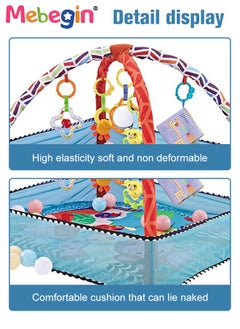 MEBEGIN Foldable Baby Play Mat, Baby Activity Gym Mat with 5 Hanging Toys and 18 Ocean Balls, Soft Baby Mats for Floor Play, Non-slip Tummy Time Mat for Infants, Easy Set Up and Storage, Enhancing Sensory Awareness, 70*50*45cm  - Image 3