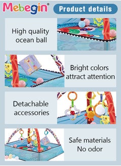 MEBEGIN Foldable Baby Play Mat, Baby Activity Gym Mat with 5 Hanging Toys and 18 Ocean Balls, Soft Baby Mats for Floor Play, Non-slip Tummy Time Mat for Infants, Easy Set Up and Storage, Enhancing Sensory Awareness, 70*50*45cm  - Image 4