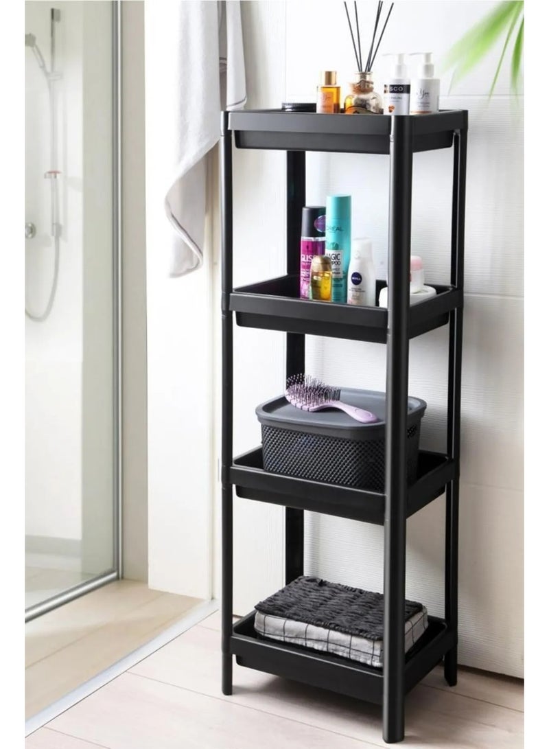 RaCo HYGIENE 4 Layer Vesken Shelving Unit Shelf Black 36x23x100 cm - Image 1