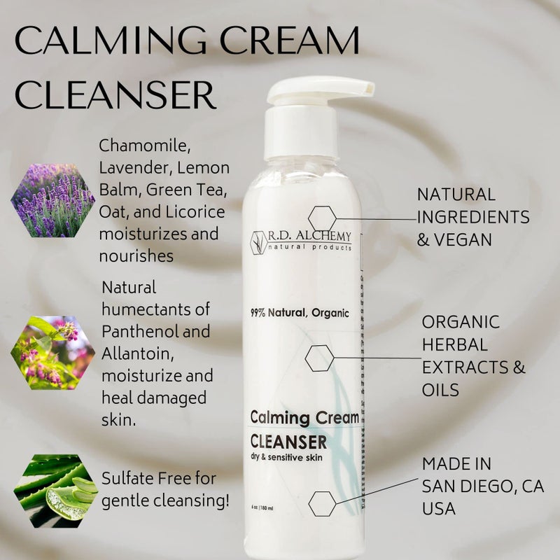 RD Alchemy - 100% Natural & Organic Calming Cream Cleanser. Sulfate Free Face Wash for Dry, Sensitive Skin - Soothing while Cleansing & Moisturizing. - Image 3