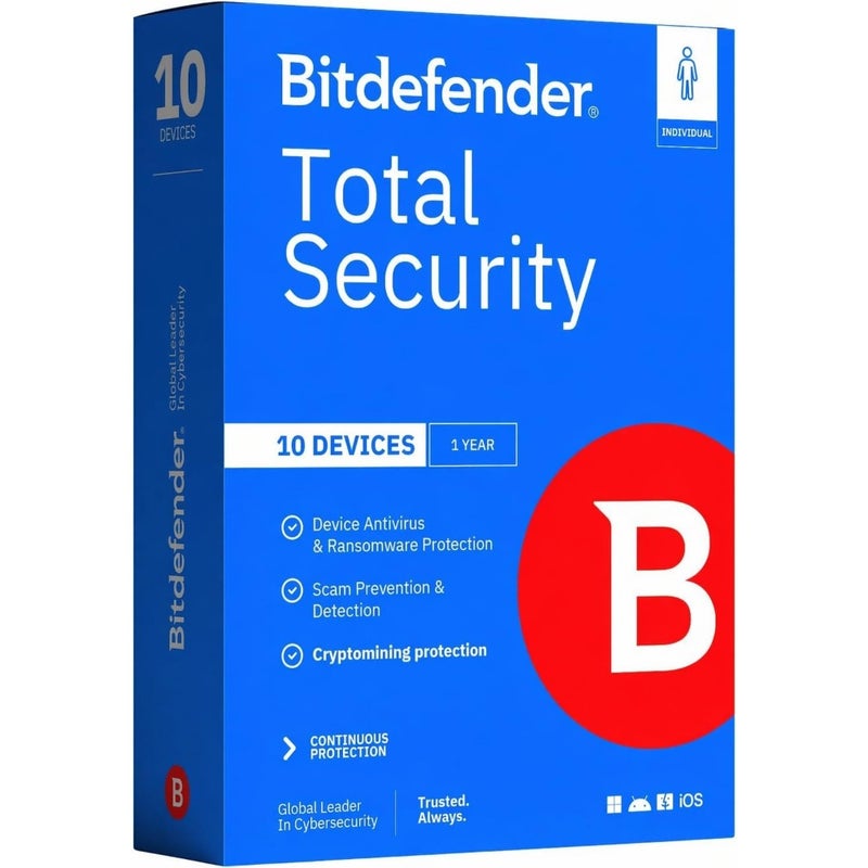 NHTHBitdefender Total Security - 10 Device 1 year Subscription PC/Mac Activation Code by MailVD - Image 1