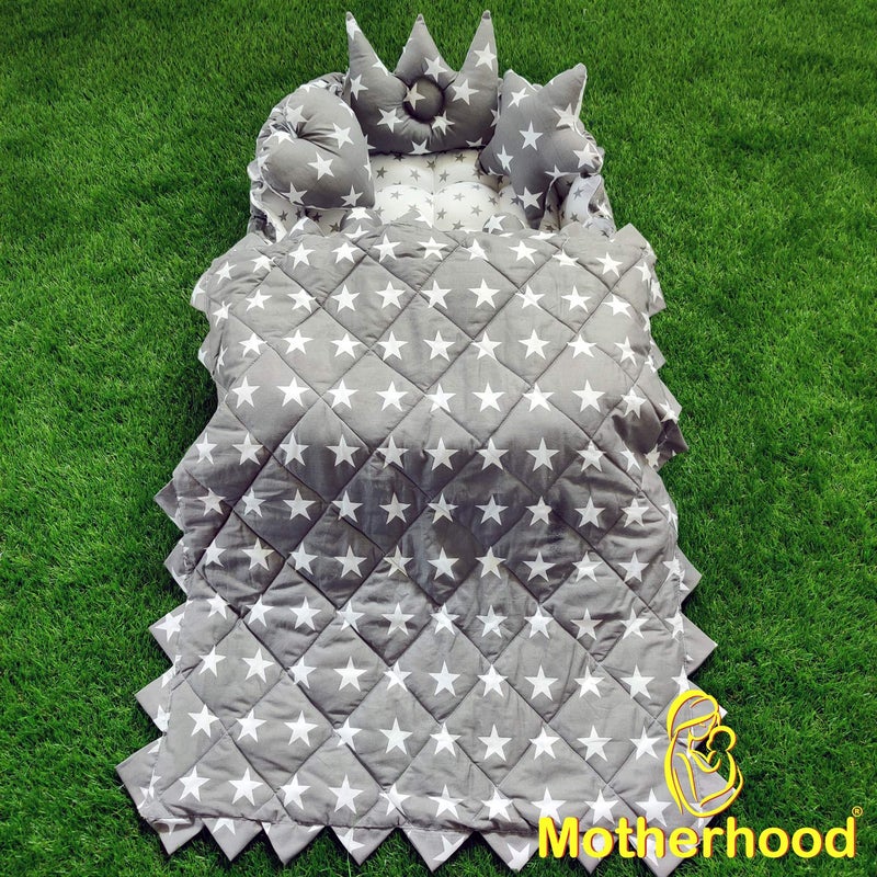 MOTHERHOOD MOTHERHOOD Rectangle Baby Tub Bed with 5 pc Baby Pillow and 1 Large Baby Blanket Luxury UltraSoft Comfortable Baby Mattress Bed Sleeper Bedding Set coSleeper for Newborn to Toddlers Z Gray - Image 2