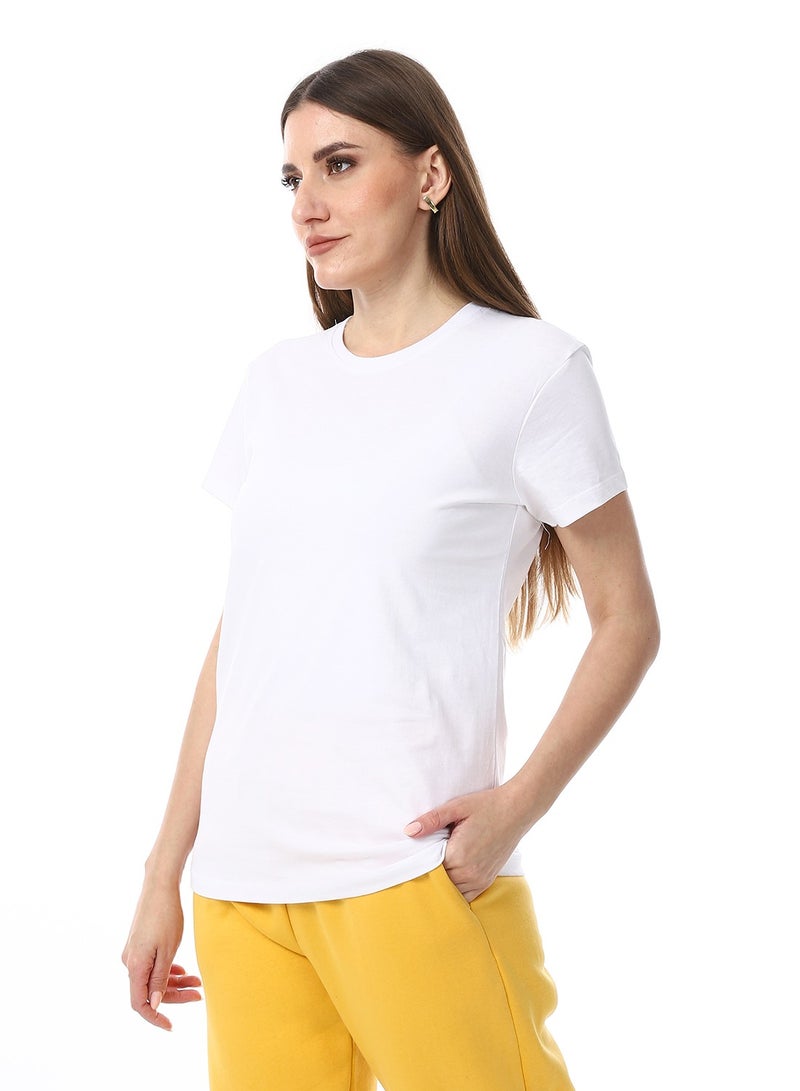 Andora Basic Round Neck T-Shirt_White - Image 2