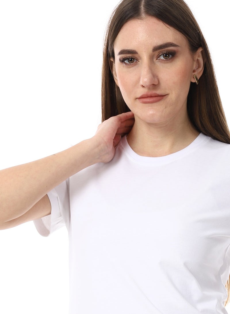 Andora Basic Round Neck T-Shirt_White - Image 4