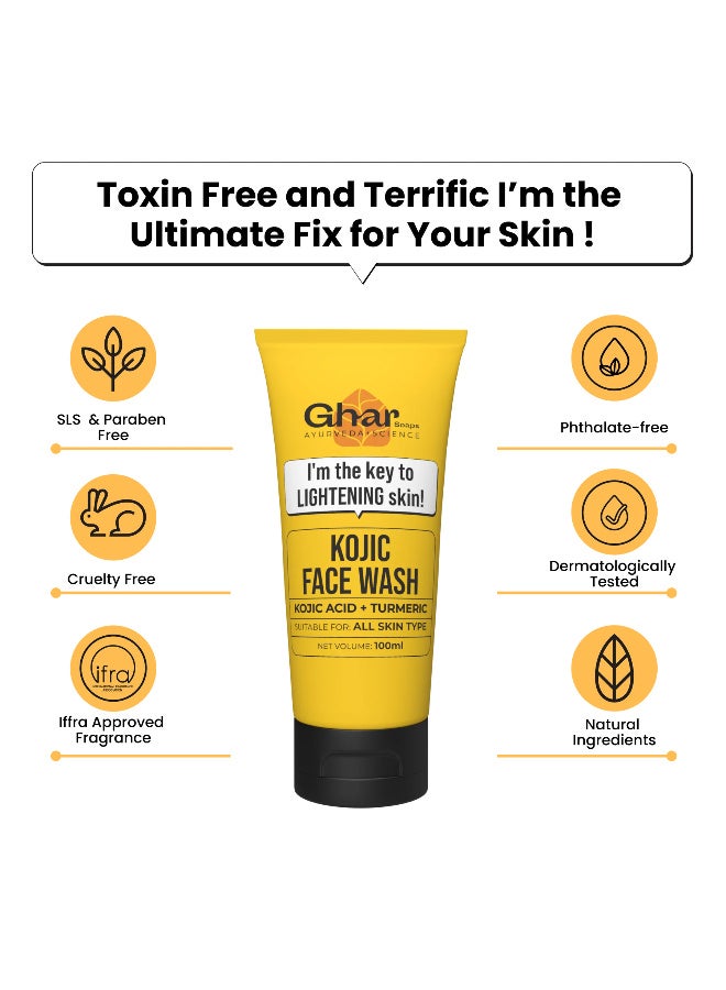 Ghar Soaps Kojic Acid & Turmeric Face Wash Kojic Acid 2% face wash with Niacinamide | For Pigmentation, Sun Damage Suitable for All Skin Types I For Men & Women | 100ml - Image 5