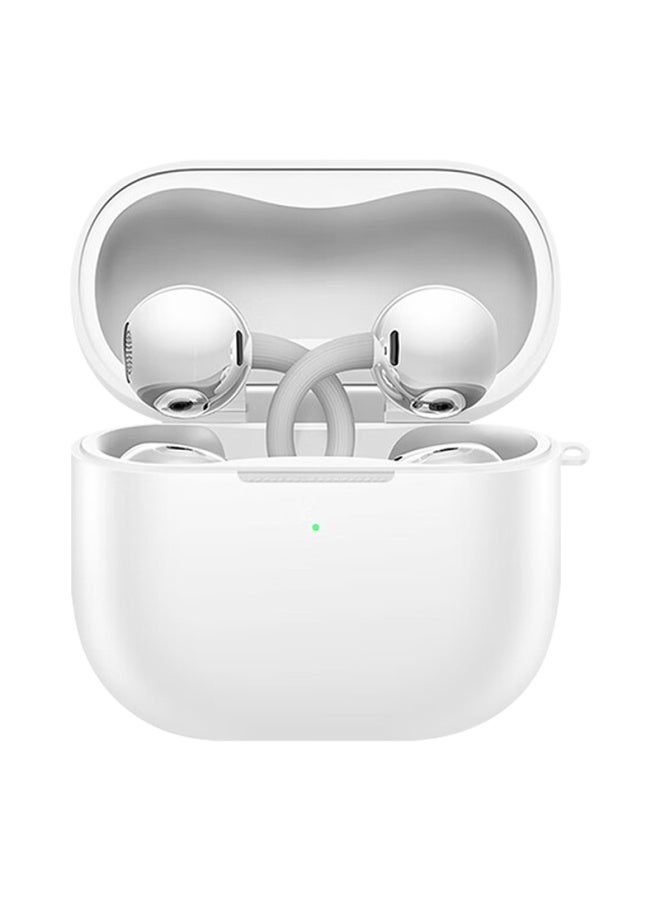 Kmaxai Silicone Protective Case For Huawei Freeclip 2, Simple Solid Color Soft Shell, Huawei True Wireless Earbuds Charging Case Anti-drop Lanyard Matte Cover, White - Image 2