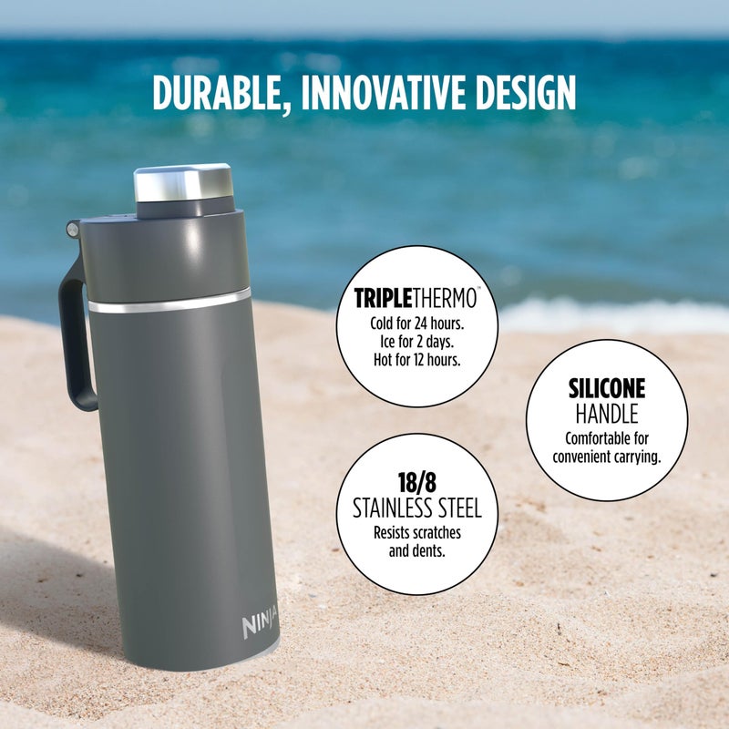 Ninja DW2401GY Thirsti 24oz Travel Water Bottle, For Carbonated Sparkling Drinks, Colder and Fizzier Longer, Leak Proof, 24 Hrs Cold, Dishwasher Safe, Stainless Steel Insulated Tumbler, Charcoal Gray - Image 5