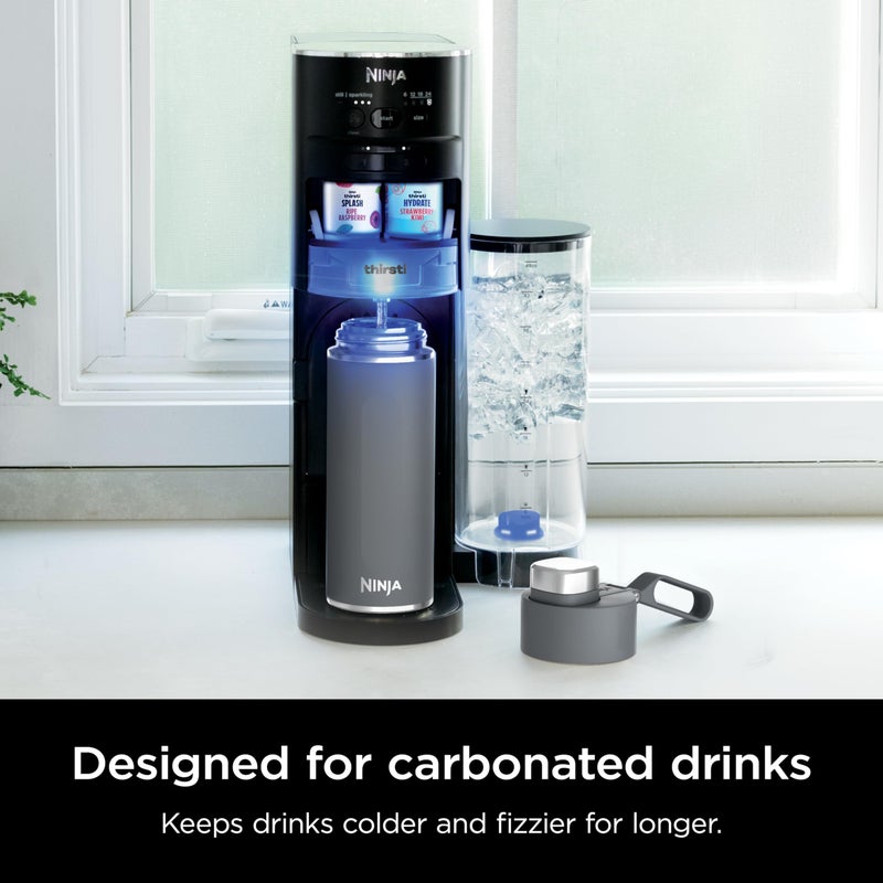 Ninja DW2401GY Thirsti 24oz Travel Water Bottle, For Carbonated Sparkling Drinks, Colder and Fizzier Longer, Leak Proof, 24 Hrs Cold, Dishwasher Safe, Stainless Steel Insulated Tumbler, Charcoal Gray - Image 3