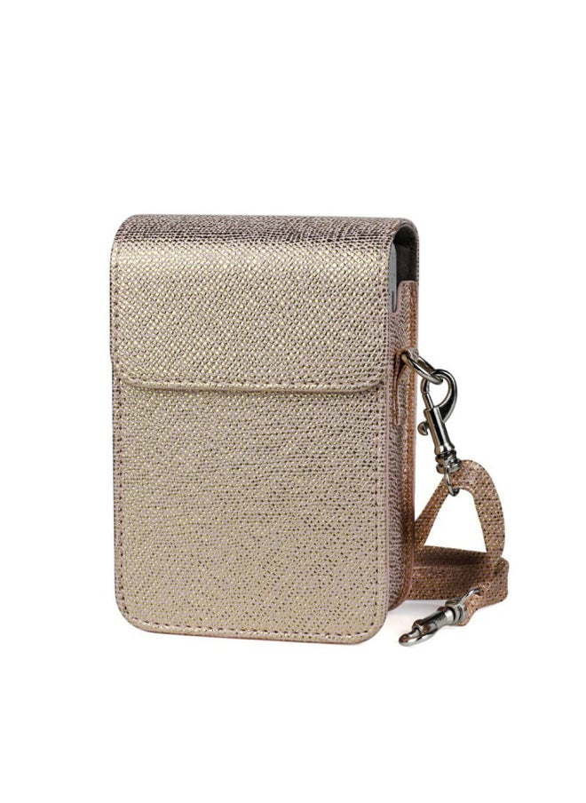 Generic Suitable For Fuji Polaroid Mini Liplay Vintage Brushed Camera Bag Artistic Fresh Protective Case PU Storage-Color:Quicksand Gold (polka Dot)  - Image 1