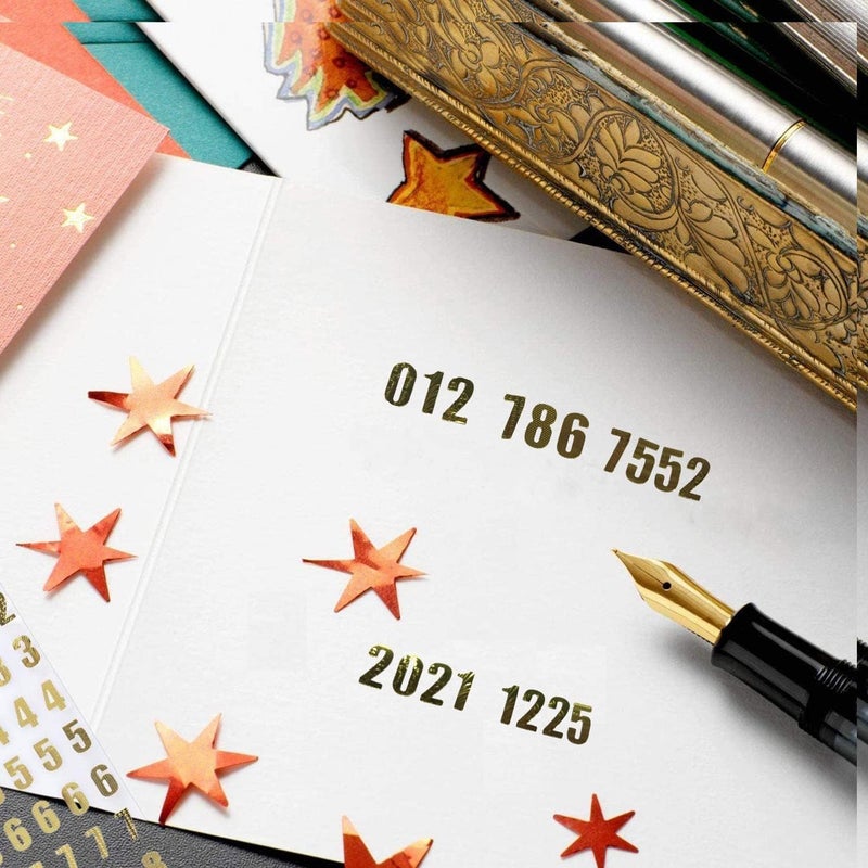 Excefore Gold Glitter Number Stickers - 7 Sheets Self Adhesive Small Numbers Reflective Sticker for Crafts, Scrapbooks, and Greeting Cards, Inventory, Storage Organizing, 9 Types of Numbers(0-9), 560 PCS - Image 5
