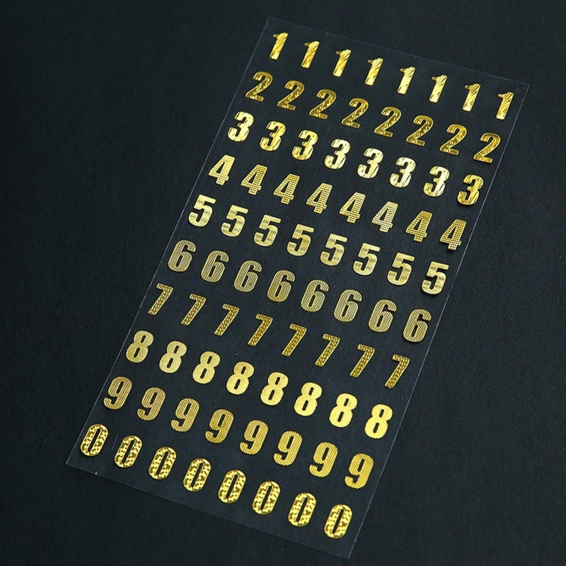 Excefore Gold Glitter Number Stickers - 7 Sheets Self Adhesive Small Numbers Reflective Sticker for Crafts, Scrapbooks, and Greeting Cards, Inventory, Storage Organizing, 9 Types of Numbers(0-9), 560 PCS - Image 3