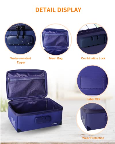 JUNDUN Index Card Holder with Lock,Collapsible Fireproof Index Card Box fits 1200 3x5-Inch Flash Cards - Business, Recipe, or Note Card Storage Boxes - Blue - Image 4