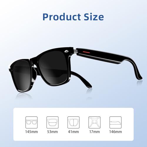 Tulbeys Smart Glasses for Men Women, Audio Smart Sunglasses with Polarized Lenses - Bluetooth Sunglasses, Hands-Free Calling, UV Protection, Voice Assistant Compatible, Bluetooth Glasses for Outdoor Use. - Image 5