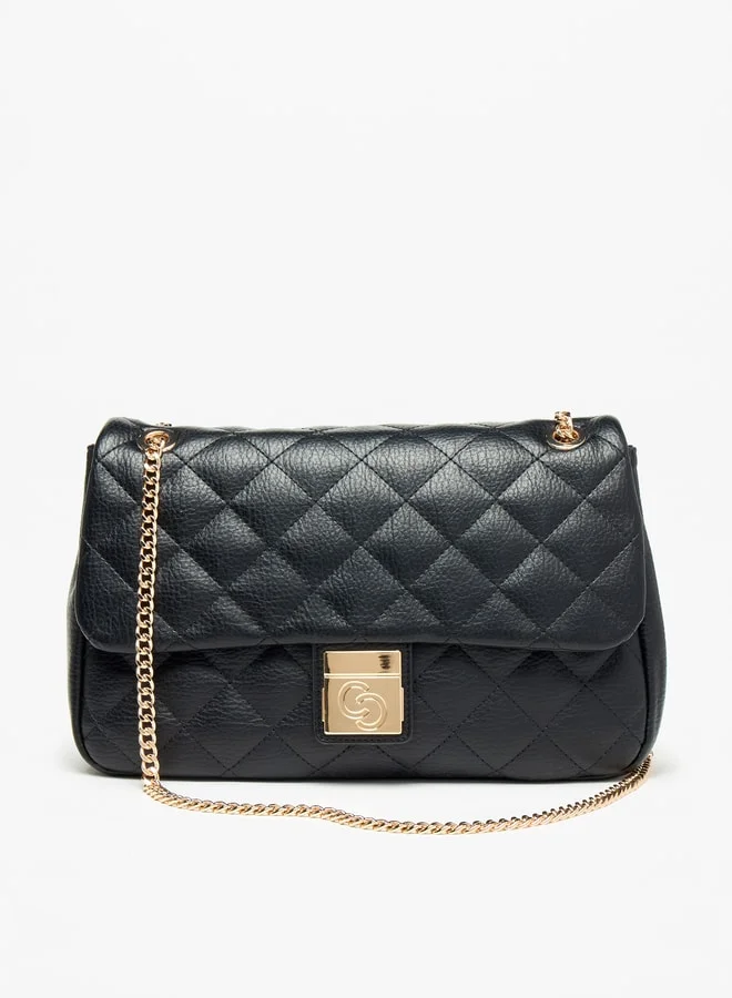Celeste Quilted Crossbody Bag with Button Closure and Chain Strap