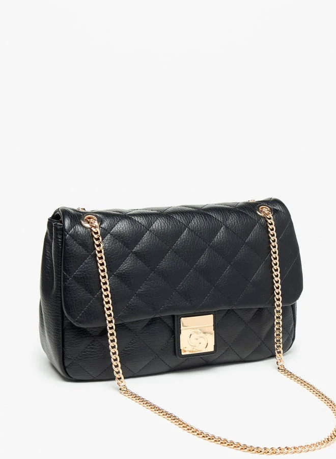 Celeste Quilted Crossbody Bag with Button Closure and Chain Strap