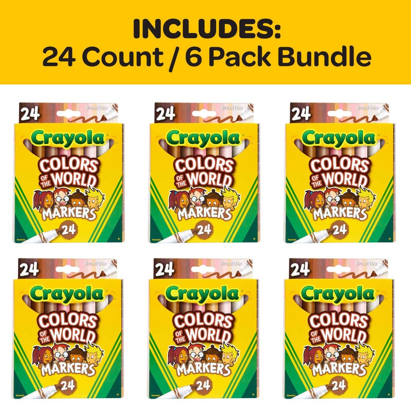 Crayola Colors of the World Markers - 6 Pack (24ct), Bulk Skin Tone Marker Set for Kids, Art Marker, Classroom Must Have, Ages 3+ - Image 3