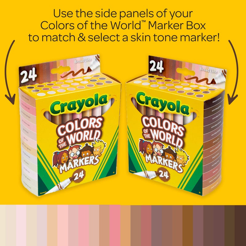 Crayola Colors of the World Markers - 6 Pack (24ct), Bulk Skin Tone Marker Set for Kids, Art Marker, Classroom Must Have, Ages 3+ - Image 5
