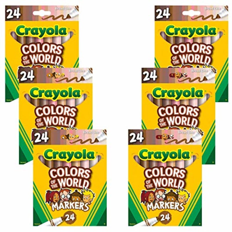Crayola Colors of the World Markers - 6 Pack (24ct), Bulk Skin Tone Marker Set for Kids, Art Marker, Classroom Must Have, Ages 3+ - Image 1
