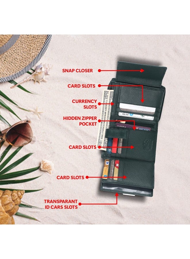 هاموندز فلاي كاتشر محفظة HAMMONDS FLYCATCHER للنساء - محفظة نسائية من الجلد الطبيعي - خضراء - 14 فتحة للبطاقات - حماية RFID - 3 فتحات لبطاقات الهوية - محفظة نسائية - إغلاق بزر - محفظة يد - للاستخدام اليومي، محفظة نقود - Image 5