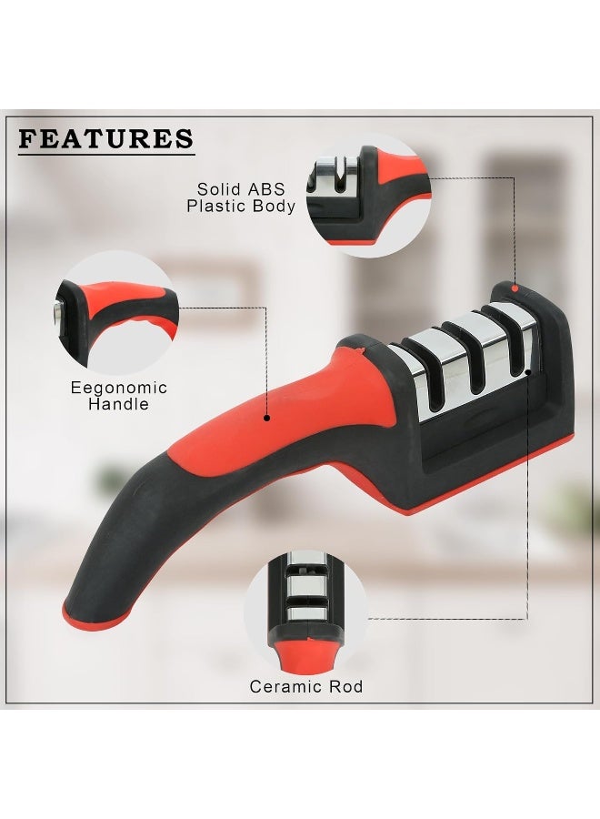 MOMENT 3 in 1 Knife Sharpener with Easy-Grip Handle and Non-Slip Rubber Base, 3-Stage Sharpening Tool for All Types of Ceramic Knives and Steel Knives - Image 2