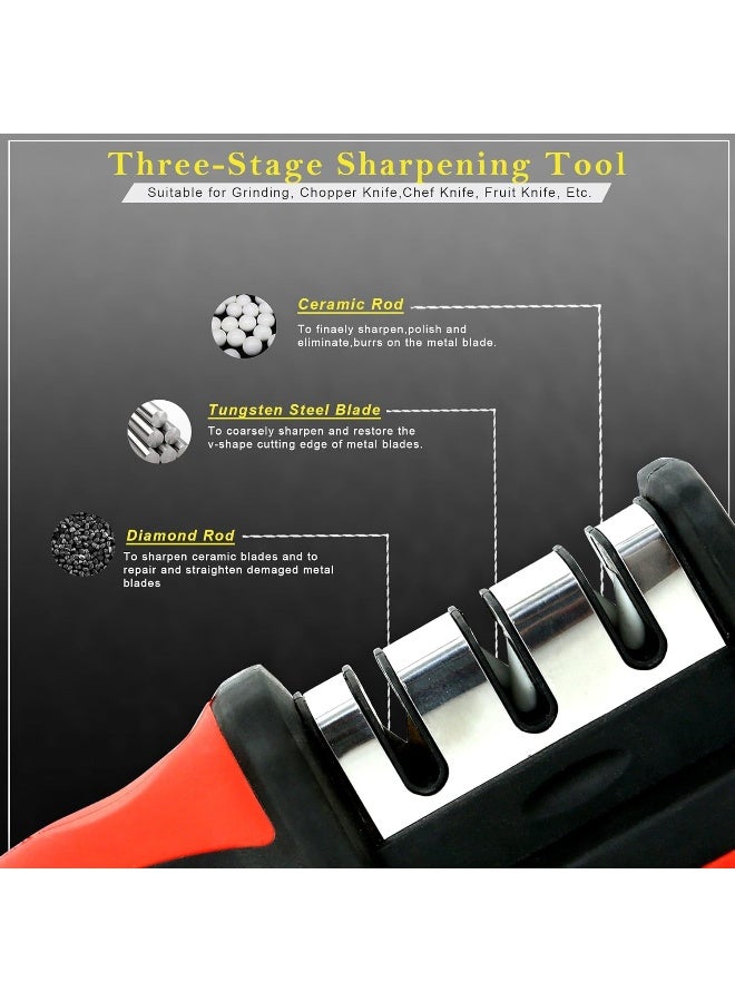 MOMENT 3 in 1 Knife Sharpener with Easy-Grip Handle and Non-Slip Rubber Base, 3-Stage Sharpening Tool for All Types of Ceramic Knives and Steel Knives - Image 4
